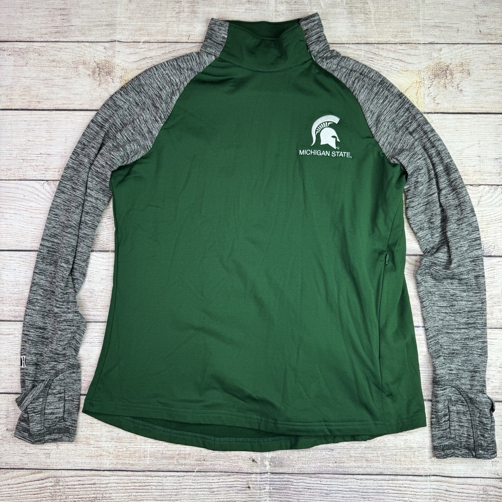 Michigan State Spartans Women's L Holloway Side‎ Zip Mock Neck Pullover